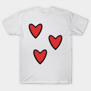 Three Red Hearts T-Shirt